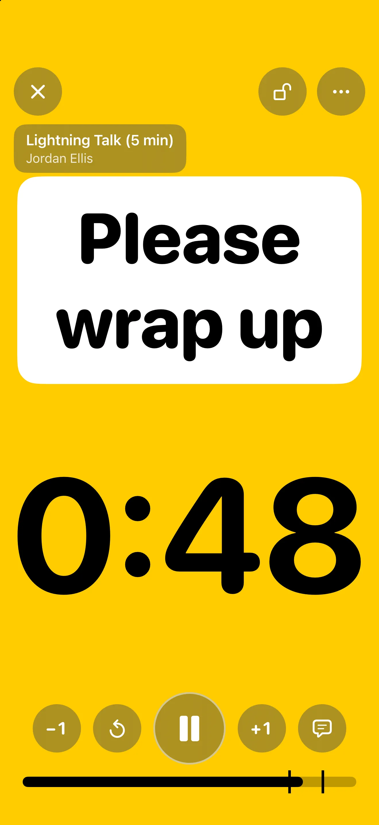 Sending the speaker a message such as "Please wrap up".